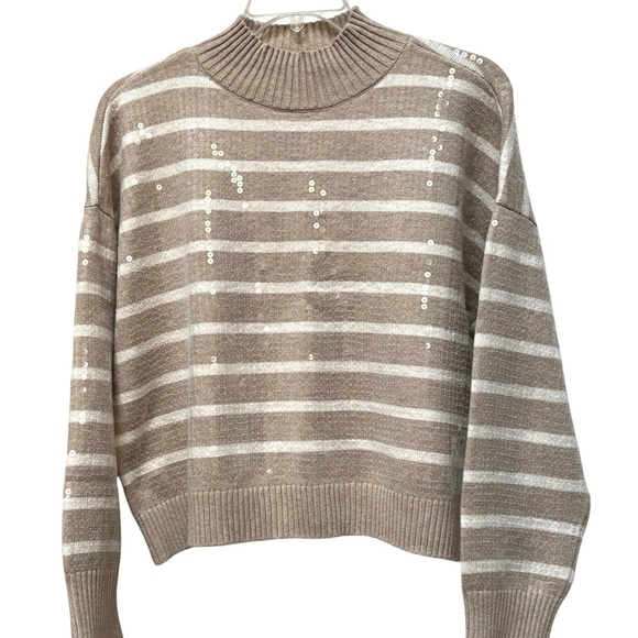 On 34th Women's Sequined Striped Mock-Neck Sweater Size XL - Picture 3 of 12